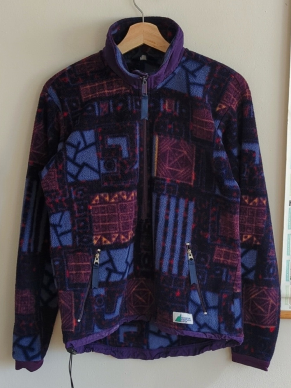 Vintage MEC Purple & Navy Patterned Fleece